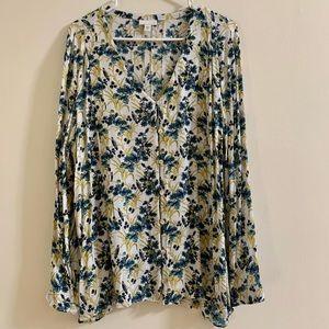 Ivory patterned button down top